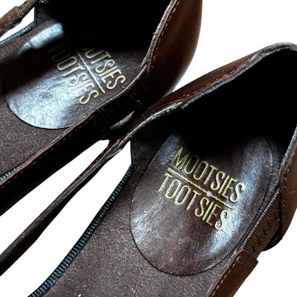 Mootsies Tootsies brown woven leather flats slip on casual shoes US size 10M - Picture 2 of 9